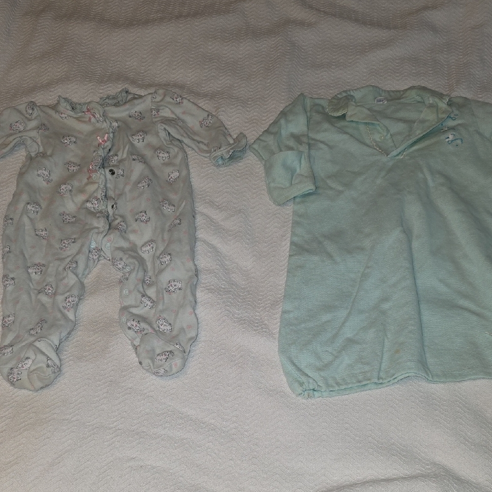 Carter's Mint Green and Light Gray One Pieces